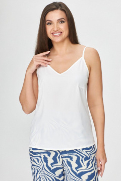 Топ с V-образным вырезом и разрезами из эластичной ткани Abbi 4013 белый - фото 1