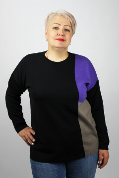 Черный джемпер с длинными рукавами и спущенной линией плеч Полесье С1360-22 3С3045-Д43 158,164 глубокий_черный - фото 1