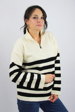 Бежевый джемпер с молнией и длинным рукавом Полесье С1425-22 3С3075-Д43 170,176 экрю - фото 2