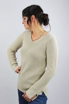 Бежевый джемпер из трикотажа хлопка для повседневного комфорта Полесье С1419-22 3С3048-Д43 158,164 дождливый_день - фото 2