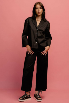 Жакет из хлопка прямой формы с воротником и пуговицами JRSy 2346 черный - фото 3