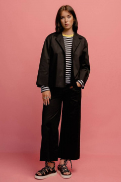 Жакет из хлопка прямой формы с воротником и пуговицами JRSy 2346 черный - фото 5