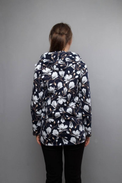 Демисезонный синий текстильный жакет с капюшоном и разрезами Mita ЖМ878 т.синий - фото 5