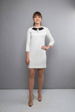 Платье прямого силуэта с фигурным воротником Mita ЖМ1012 белый - фото 2