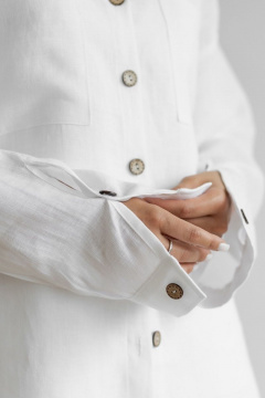 Летний леновый костюм брюки палаццо и свободная рубашка Atelero 1053 белый - фото 4