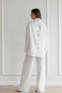 Белая рубашка из льна со спущенным плечом и шлицей Atelero 1057 белый - фото 2