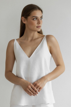 Белый костюм из льна с брюками и топом на резинке Atelero 1079 белый - фото 5