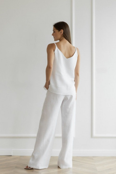 Белый костюм из льна с брюками и топом на резинке Atelero 1079 белый - фото 2