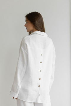 Полный белый летний костюм из льна с рубашкой и топом Atelero 1078 белый - фото 3