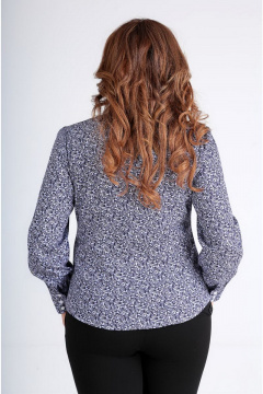 Блуза приталенного силуэта с кружевом и рюшей Таир-Гранд 62179 серо-голубой - фото 2