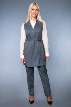 На каждый день удлиненный серый жилет с поясом Avila 0645 серый - фото 1