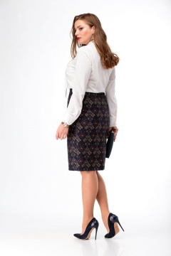 Белая нарядная блузка с воротником-стойкой и бантом на пуговицах Anelli 369 молочный - фото 2