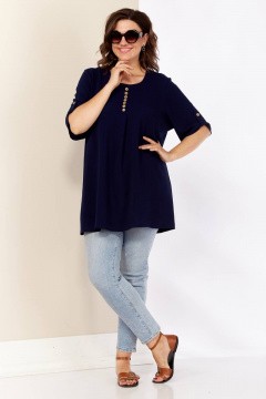 Синяя летняя блуза из струящейся ткани Shetti 4053 темно-синий - фото 2
