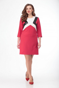 Платье из текстиля с эффектом меланж и карманами Anelli 249 коралл - фото 1