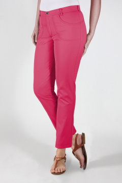 Брюки 7/8 зауженные из джинса с эластаном Mirolia 205-2 коралл - фото 1