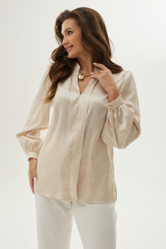 Блуза из текстиля с карманами и разноуровневым низом MALI 623-047 золото - фото 1