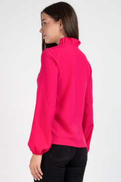 Розовая блуза прямого силуэта с рюшей и вырезом VIZAVI 702 фуксия - фото 5