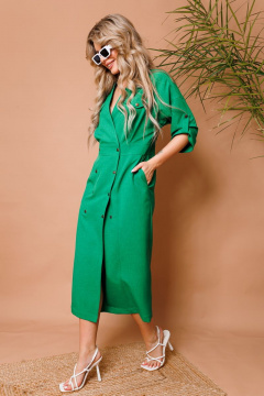 Эффектное миди платье с карманами и поясом NikVa 362-6 зелень - фото 5