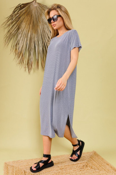 Платье из вискозы с разрезами и свободным стилем NikVa 364-2 полосы - фото 2