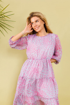 Платье А-силуэта из шифона с резинкой по линии талии NikVa 366-2д фуксия-пепел - фото 3