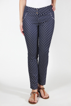 Демисезонные зауженные брюки из облегчённого джинса Mirolia 301 крупн.горох - фото 1