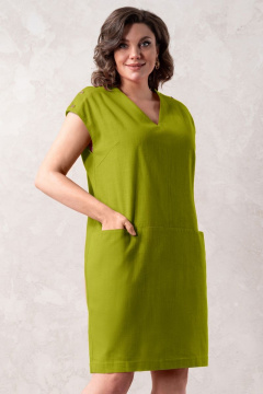 Льняное свободное платье с карманами и шлицей Avanti 1499-1 - фото 1