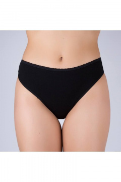 Черные трусы-стринги из эластичного трикотажа и хлопка Verally 126-1 черный - фото 1