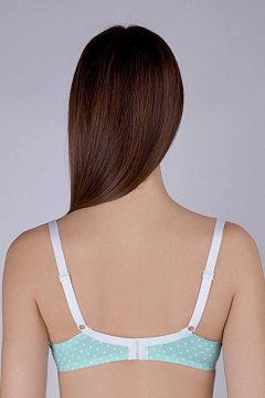 Бирюзовый хлопковый бюстгальтер с эластичным кружевом Verally 274-4 горох на бирюзе - фото 2