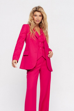 Костюм 2-ка из свободного жакета и брюков палаццо PiRS 4524 розовый - фото 4