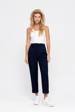 Костюм-двойка из вискозы с палаццо и двубортным жакетом PiRS 4533 темно-синий - фото 3