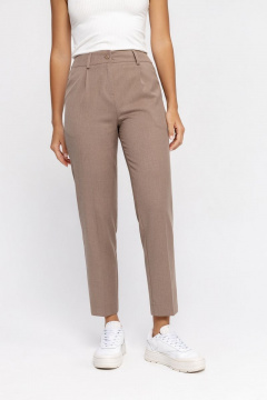 Укороченные брюки из вискозы из ткани для делового PiRS 4641 бежевый - фото 1