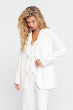 Костюм-тройка из льна с жилетом и прямыми брюками PiRS 4701 белый - фото 5