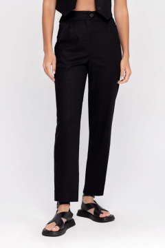 Летние черные брюки со складками из льна с эластичным поясом PiRS 4710 черный - фото 2