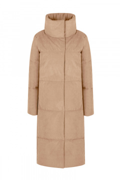 Бежевое утепленное пальто из плащевой ткани Elema 5-12802-1-164 бежевый - фото 5