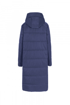 Демисезонное синее утепленное плащевое пальто Elema 5-13063-1-164 синий - фото 3