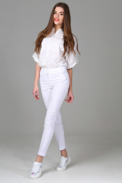 Белые летние брюки с декоративными карманами из легкой ткани DNM 003 белый - фото 1