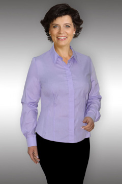 Деловая фиолетовая хлопковая блуза с классическим кроем Таир-Гранд 62231 сирень - фото 1