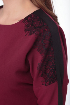 Красная свободная трикотажная блузка с круглым вырезом Anelli 428 вишня - фото 3