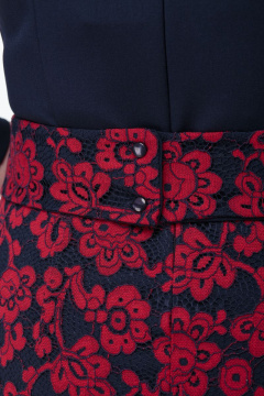 Платье из эко-кожи с поясом, приталенное и на подкладке Anelli 553 синий - фото 5