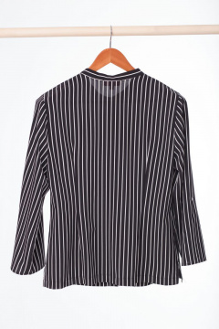 Белая и черная блузка из текстиля с длинным рукавом для офиса Anelli 661 черный - фото 4