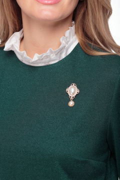 Зеленая вельветовая блузка с съемными накладками и V-образным вырезом Anelli 604 зеленый - фото 3