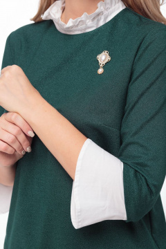 Зеленая вельветовая блузка с съемными накладками и V-образным вырезом Anelli 604 зеленый - фото 4