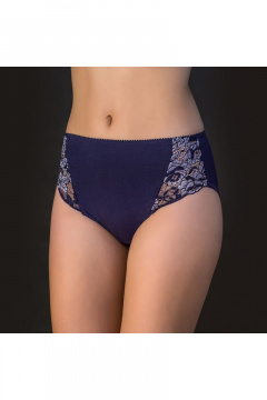 Трусы из хлопкового трикотажа с кружевной отделкой и из эластичного полотна Verally 107-5 темно-синий - фото 1