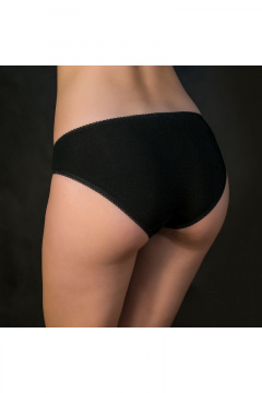 Трусы из хлопкового трикотажа с кружевной отделкой и средней линией Verally 1064-1 черный - фото 5