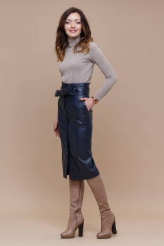 Юбка из текстиля и экокожи с высокой посадкой для делового стиля Domna 71103 - фото 2
