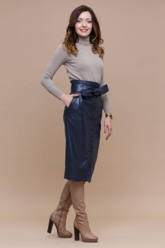 Юбка из текстиля и экокожи с высокой посадкой для делового стиля Domna 71103 - фото 3