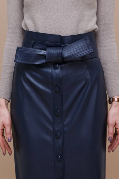 Юбка из текстиля и экокожи с высокой посадкой для делового стиля Domna 71103 - фото 5