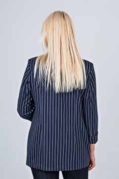 Длинный синий в полоску жакет из вискозы и текстиля Avila 0717 синий - фото 4