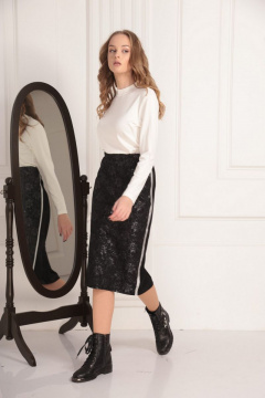 Юбка из кружева, нарядная, на широкой резинке, черная AMORI 3085 - фото 1