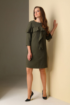 Платье с воланом, нагрудными вытачками и отрезной линией Golden Valley 4405 зеленый - фото 2